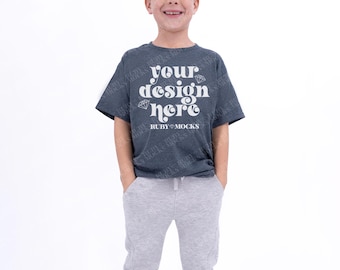Gildan 5000B Mock Up, Gildan Dark Heather 5000B Youth Mockup, Gildan Mockups, 5000B Mockup, Kids Shirt Mockup, Youth Gildan Mockup