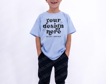 Light Blue 5000b Gildan Mockup, Gildan 5000b Mockup, Gildan Kids Mockup, Youth Mockup,  Boy Mockup Gildan, Kids Shirt Mockup, 5000b Blue