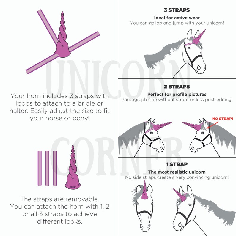 Realistic Unicorn Horn for Horses / Durable Easy to Attach / Etsy