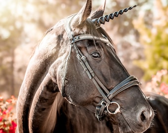 Unicorn Horn for Horses, Ponies, Mini, or Draft Horse/ Unicorn Horn for Halter or Bridle / Easy to Attach with Adjustable Straps / 3 Sizes