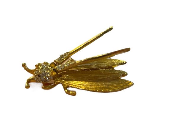 VTG Hattie Carnegie Brooch Pin Moth Locust Insect… - image 5