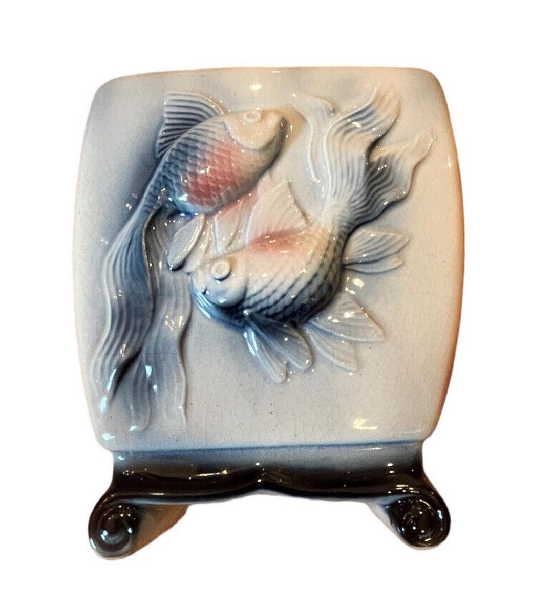 Vtg 5.5 Footed Fish Koi Planter American Art Pottery Royal Copley MCM ...