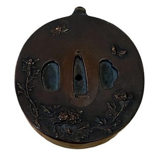 TSUBA Suiteki Bronze Water dropper 2.5” 19TH C Japanese Antique Calligraphy VGC