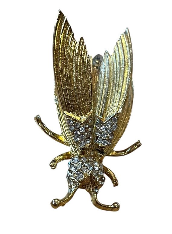 VTG Hattie Carnegie Brooch Pin Moth Locust Insect… - image 1