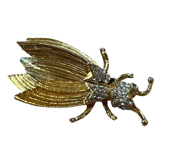 VTG Hattie Carnegie Brooch Pin Moth Locust Insect… - image 2