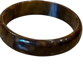 Vintage Bakelite bracelet Brown Bangle Tortoise Tested 2.5” Inside Width 1940s