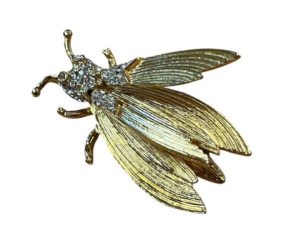 VTG Hattie Carnegie Brooch Pin Moth Locust Insect… - image 3