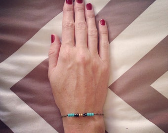 Seed Bead and Delicate Chain Bracelet