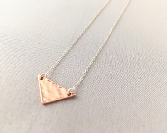 Hammered Triangle Necklace - 18k Rose Gold