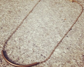 Raw Brass Tube Charm and Delicate Chain Necklace