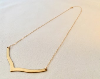 14k Gold Delicate Wishbone Necklace