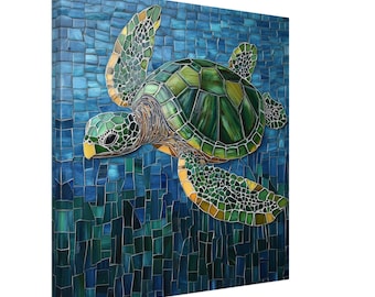 美品 ウミガメのタイルアート ウミガメのモザイクタイル壁画：海の壁アートバックスプラッシュ