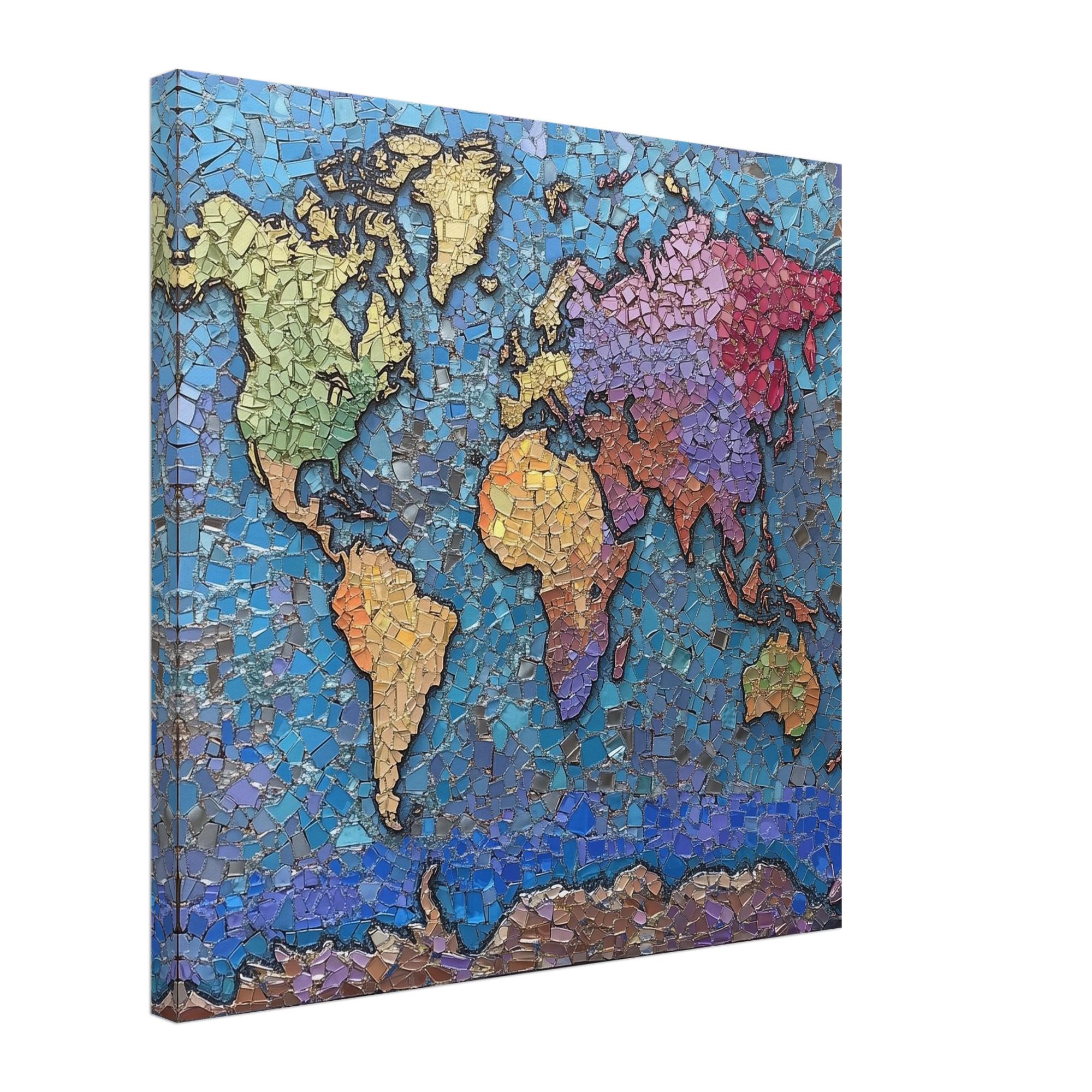 Global Mosaic, Mosaic Artwork Canvas of the World Map, Mosaic Tile 