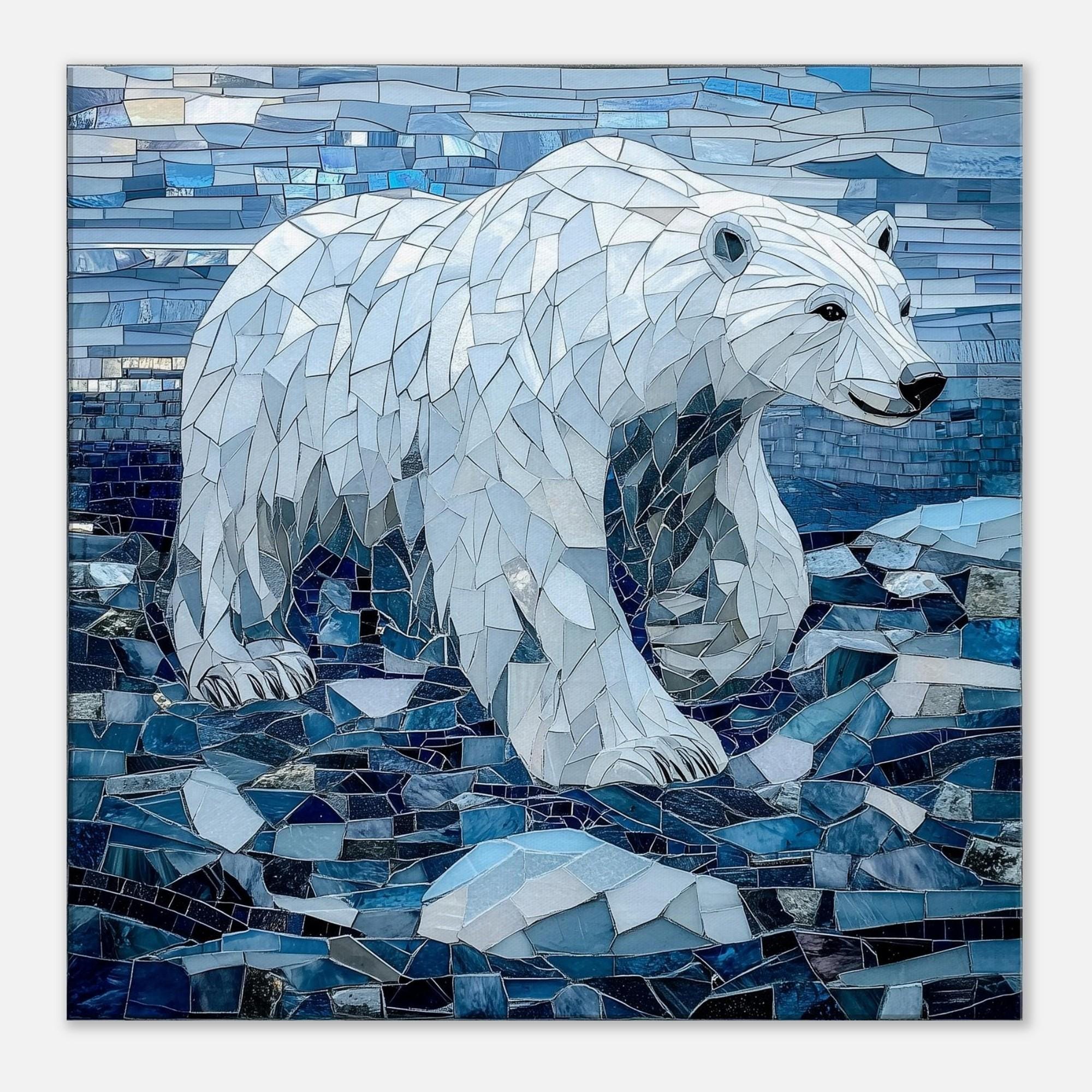Majestic Polar Bear, Mosaic Artwork Canvas of a Polar Bear, Mosaic