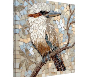Kookaburra riendo, obra de arte en mosaico Lienzo de un Kookaburra, impresión de arte de mosaico
