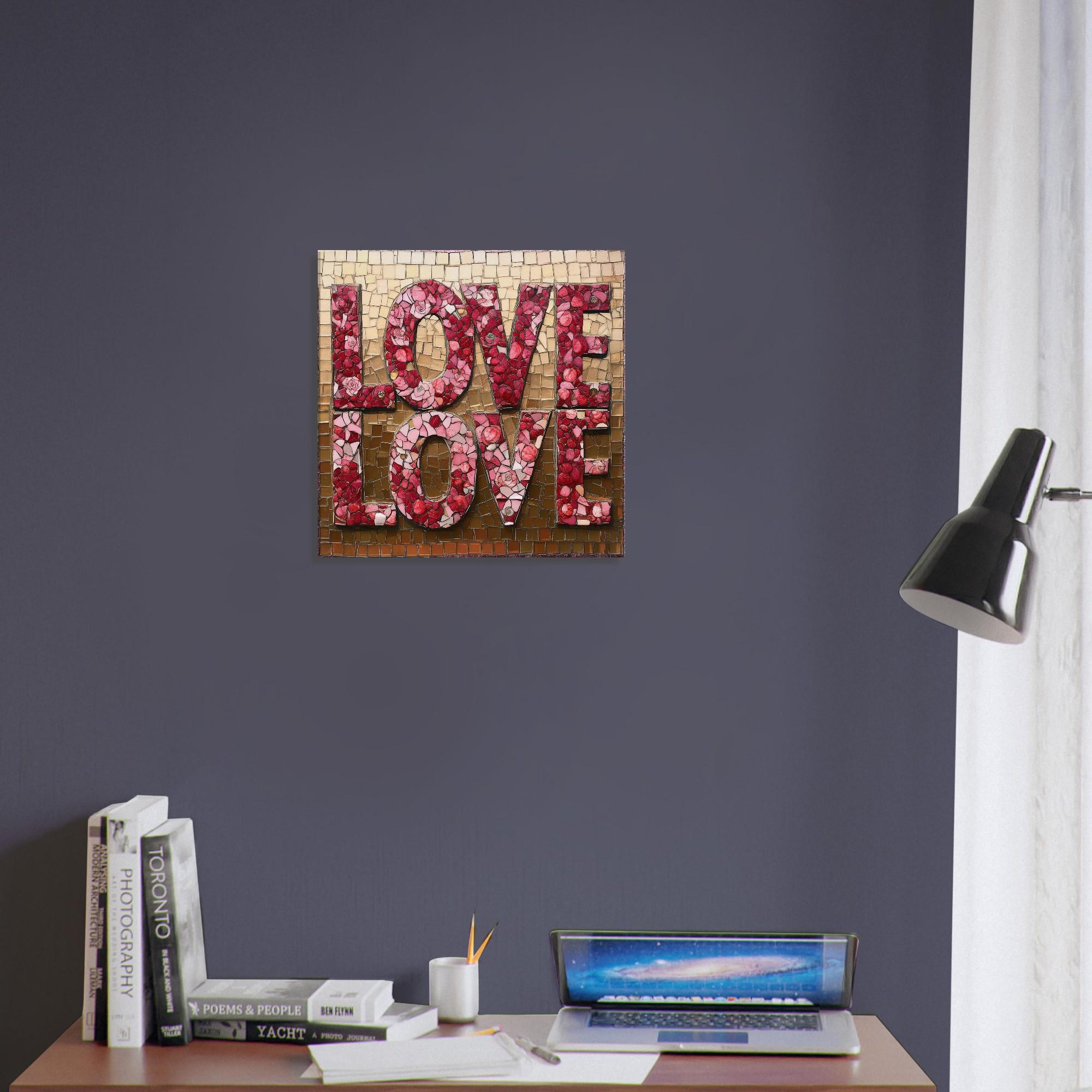 Floral Love Squared, Mosaic Artwork Canvas of the Word 