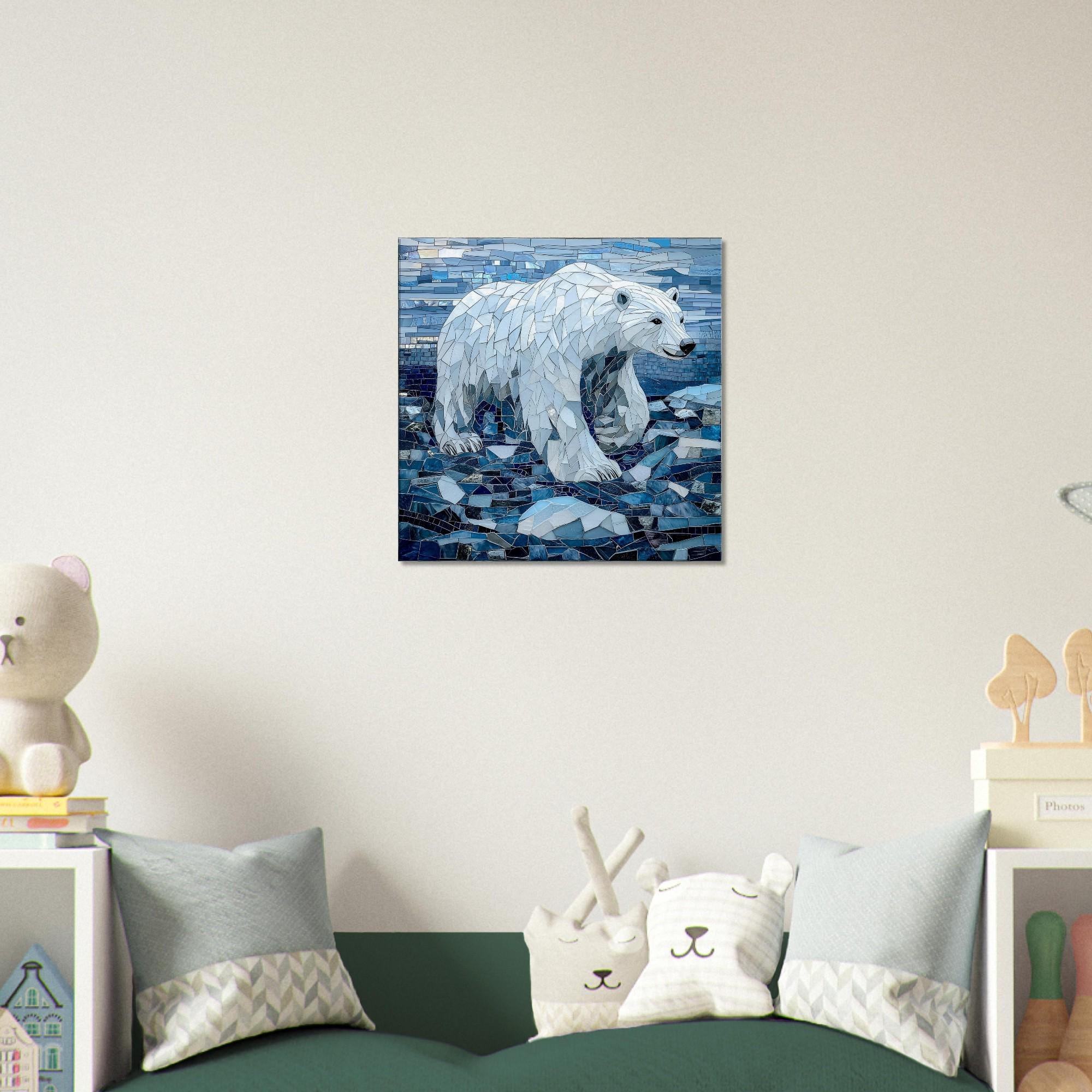 Majestic Polar Bear, Mosaic Artwork Canvas of a Polar Bear, Mosaic