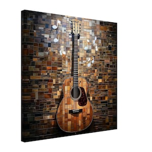 Electric Guitar Mosaic, Mosaic Artwork Canvas of Musical