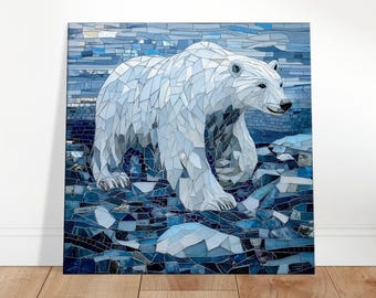 Majestic Polar Bear, Mosaic Artwork Canvas of a Polar Bear, Mosaic