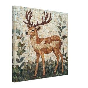 Edler Hirsch, Mosaikkunstwerk Leinwand eines majestätischen Hirsches, Mosaikfliesen-Kunstdruck