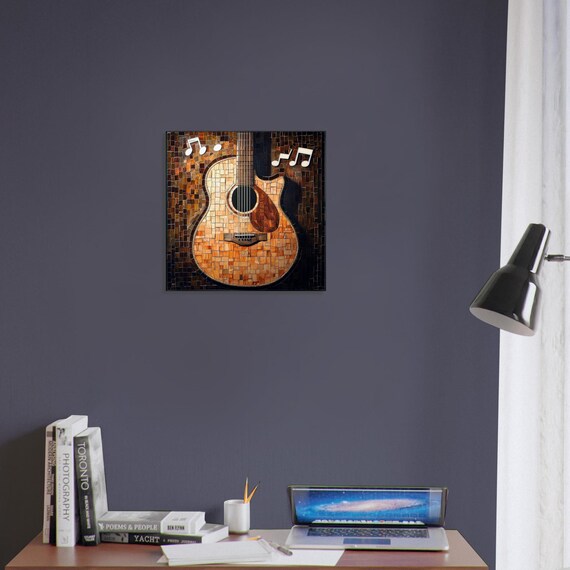 Acoustic Guitar Mosaic, Mosaic Artwork Canvas of Musical