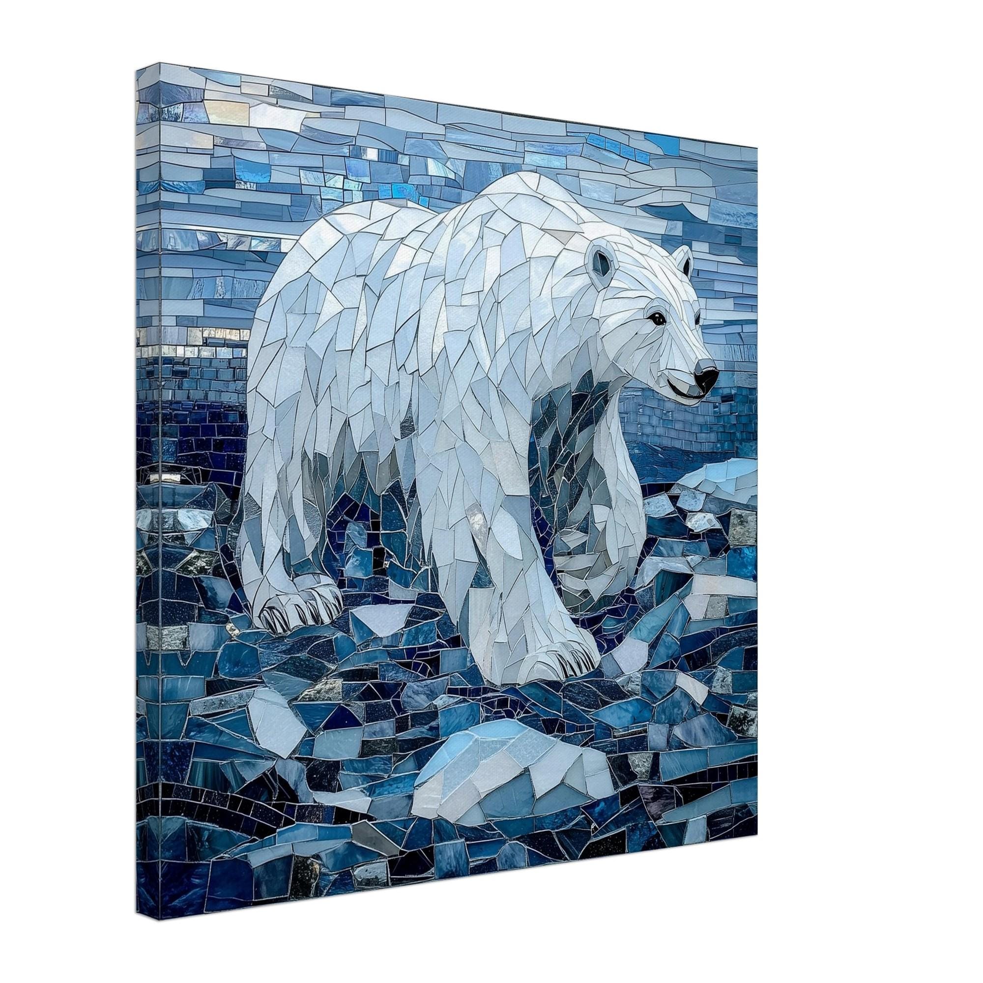 Majestic Polar Bear, Mosaic Artwork Canvas of a Polar Bear, Mosaic
