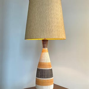 Earthenware Brown Orange & Cream Table Lamp