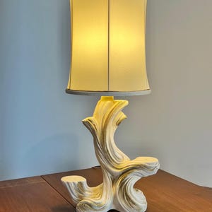 Vintage Glazed Plaster Driftwood Table Lamp from the 70s