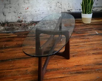 Adrian Pearsall MCM Ribbon Glass Top Coffee Table
