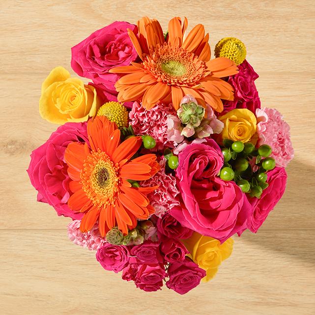 Fresh Flower Bouquet, Pink Roses, Orange Gerbera Daisies - Etsy