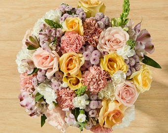 Peach and Cream Rose Bouquet, Fresh Cut Flowers