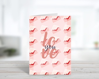 Hab dich lieb | Herz Umschlag Karte | Valentinstag Karte | Liebesbrief Karte | Jahrestag - Liebeskarte für Sie oder Ihn