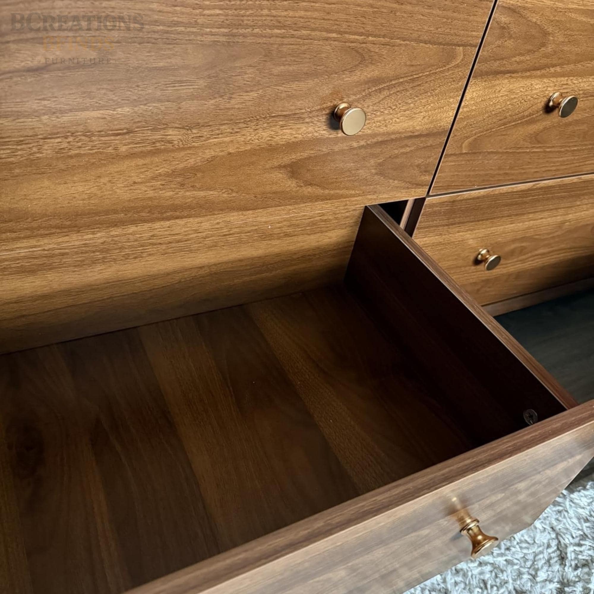 Walnut Mid Century 6 Drawer Dresser | Modern Storage Chest, TV Stand ...