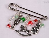 Christmas Pin, Winter Brooch, Scarf Pin, Sweater Pin, Shawl Pin, Charm Brooch KC1016