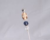 Salmon Montana Blue Stick Pin, 3 Inch Scarf Pin, Hat Pin, Lapel Pin, KC0503