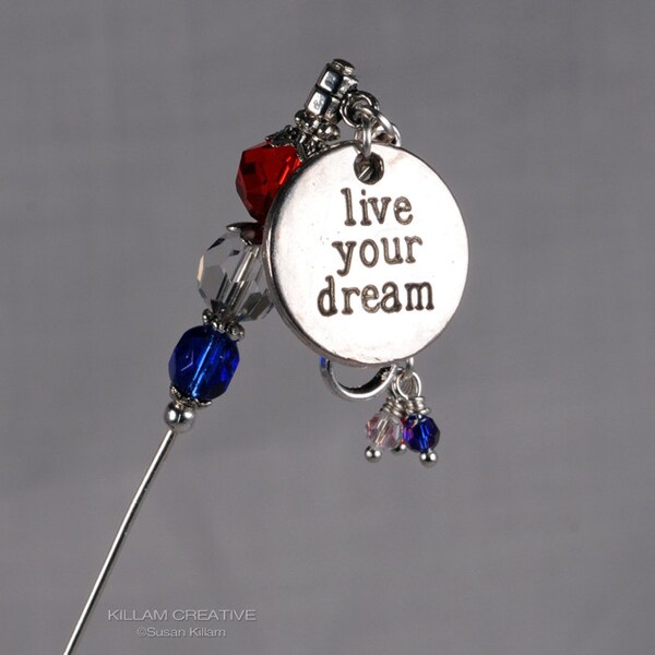 London 2012 Olympics Charms "Live Your Dream" Stick Pin - Hat Pin - Scarf Pin KC0218