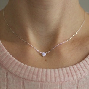 Small Gold Necklace, Delicate Diamond Necklace, Dainty Necklace, Sterling Silver, Choker Necklace, Cubic Zirconia CZ, Bridesmaids Gift, N130