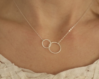 Circle Necklace, Dainty Necklace, Dainty Gold Necklace, Two Circles, Dainty Silver Necklace, Connected Circles, , Delicate Necklace, N253
