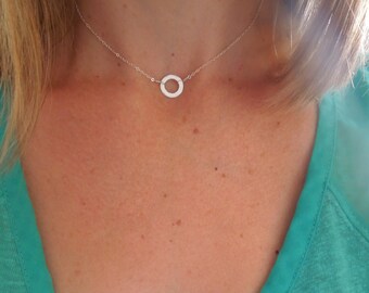 Choker, Delicate Choker, Karma Choker, Circle Necklace, Dainty Necklace, Sterling Silver, Gold Circle