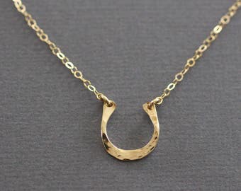 Delicate Necklace, Dainty Necklace, Tiny Gold Horseshoe Necklace, Small, Thin Necklace, Good Luck, Wedding Gift, Bridesmaid Gift, N176