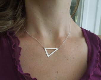 Simple Necklace, Geometric Necklace, Sterling Silver, Triangle Necklace, Gold Triangle Necklace, Minimalist Necklace, N158