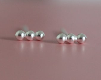 Tiny Sterling Silver Bar Stud Earrings: Minimalist Dot Earrings