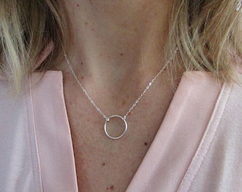 Circle Necklace, Dainty Necklace, Circle, Karma Necklace, Silver Karma, Gold Circle, Sterling Silver, Small Circle, Circle Circle Jewelry