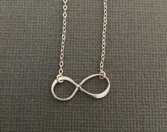 eternity necklace, infinity necklace, forever necklace, love necklace, sterling silver, hammered infinity, dainty necklace, N403