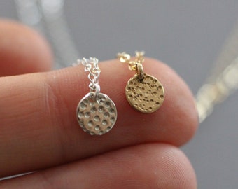 Tiny Necklace, Dainty Necklace, Gold Necklace, Delicate Necklace, Sterling Silver, Gold Necklace, Tiny Dots, Small Disc, N252