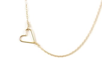 Gold Herz Halskette, Valentinstag Geschenk, Gold Halskette, Zierliche Halskette, Zarte Halskette, Sterling Silber, Herz Halskette