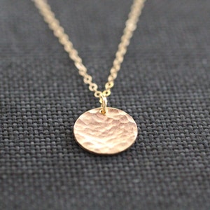 Delicate Necklace, Dainty Gold Necklace, Gold Necklace, Hammered Disc, Coin Necklace, Medallion Pendant, Gold Pendant, Rose Gold, N302 image 2