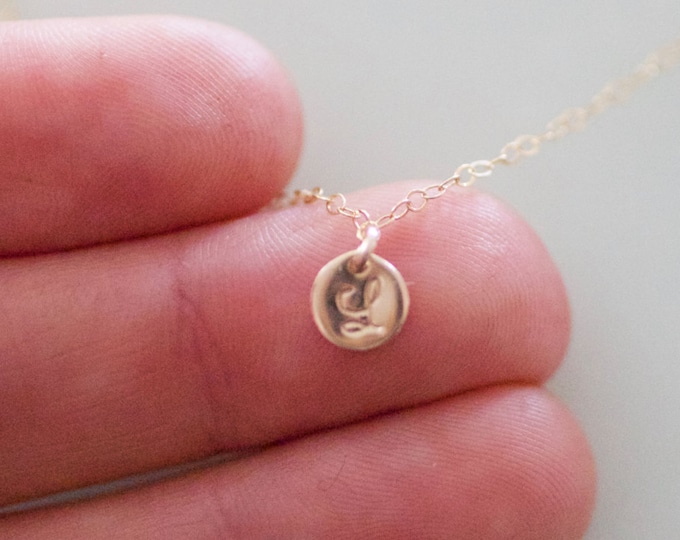 Tiny Gold Initial Necklace Gold Monogram Necklace Delicate Etsy