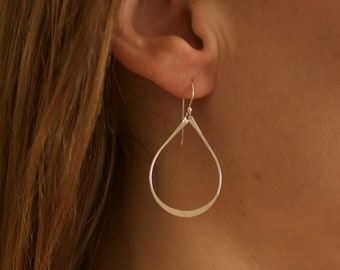 gold teardrop earrings, simple lightweight, everyday, bridesmaids, wedding, gift for her, sterling silver, E15