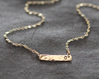 Gold Bar Necklace, Gold Bar, Initial Necklace, Tiny Bar, Small Bar, Dainty Gold Necklace, Delicate Gold Necklace, N45